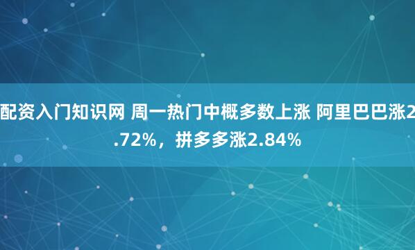 配资入门知识网 周一热门中概多数上涨 阿里巴巴涨2.72%，拼多多涨2.84%